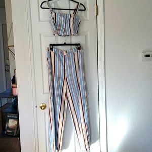 Forever 21 Crop Top & Wide Leg Pants Set Jumpsuit
